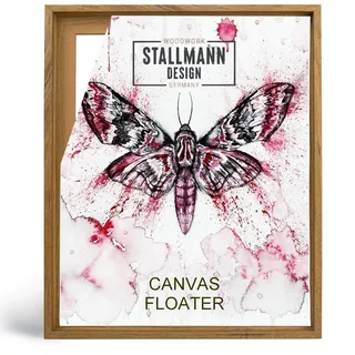 Stallmann Design Schattenfugenrahmen 50 x 75 cm | Farbe: Eiche mit Zinn | Leer-Rahmen für Leinwände auf Keilrahmen | mit Montagezubehör | ohne Glas und Rückwand