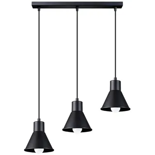 Sollux Lighting Decke Einfache Lampe für Home Office Minimalistische Dekoration Ohne Glühbirnen From Stahl Pendelleuchte TALEJA 3 Schwarz E27 Größe 45x14x120 - Schwarz