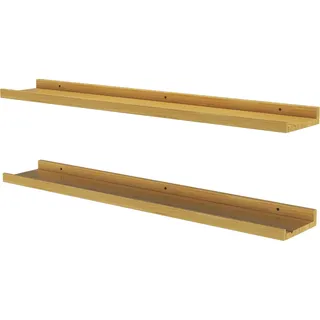 Vicco Wandregal Linus, 90 x 4 cm 2er Set, Naturholz - Naturbelassen