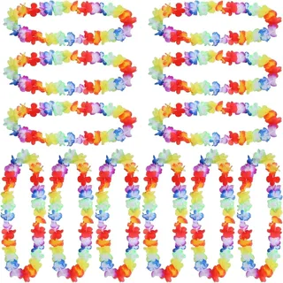 12 Stück Hawaii Ketten, 50cm Bunte Hawaiianische Deko Girlanden, Hawaii Deko, für Hawaiian Beach Party Deko Pool Strand Geburtstag JGA Party Kostüm Accessoires Kinder Erwachsene
