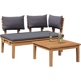 vidaXL Gartenbank und Tischset 2 pcs Grau und Braun Massivholz Teak - Grau