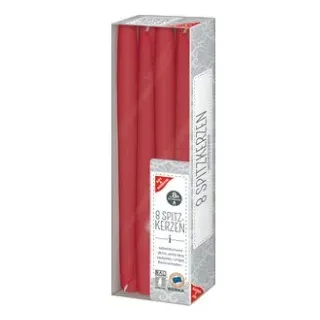 Leuchterkerzen, 26 cm lang, Hochwertige Spitzkerzen mit ca. 8 Stunden Brenndauer, 1 Packung = 8 Stück, bordeaux