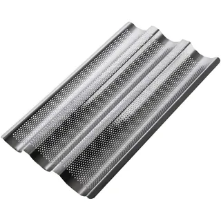 GORANDO Baguetteblech für 3 Brote Baguetteform Ideal für Knoblauch-/Kräuterbaguette 38x24cm Edelstahl