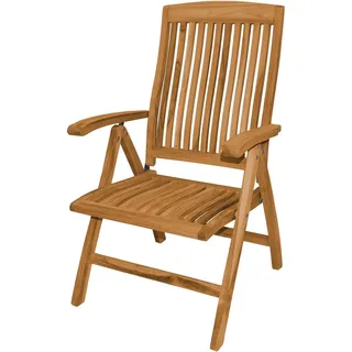 Teako Design Relaxstuhl Bari aus Teakholz – Wetterfester Hochlehner mit Armlehnen für Garten & Terrasse