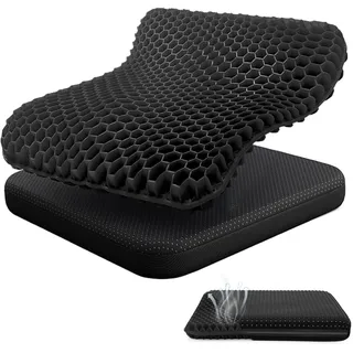 Audasi Gel Sitzkissen, Gelsitzkissen Gel sitzkissen Orthopädisch Ergonomische Wabenstruktur Doppelschicht Verdickung Atmungsaktives Stuhlkissen Gelkissen für Bürostuhl Küchenstuhl Rollstuhl Auto