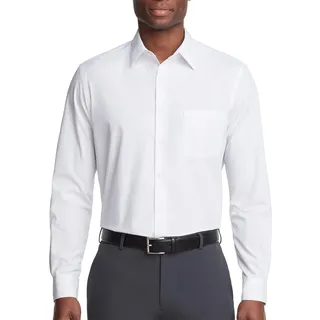 Van Heusen Herren Kleid Shirt Regular Fit Popeline Solid Klassisches Hemd, Weiss/opulenter Garten, 18" Hals 36"-37" Ärmel