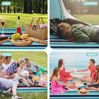 Picknickdecke – Stranddecke / Campingdecke, 200 x 200 cm - Blau