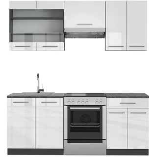 Vicco Küchenzeile Fame-Line 200 cm Weiß Hochglanz