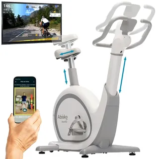 Skandika Ergometer Abisko Weltneuheit | Premium EMS-Widerstand, Smarter Heimtrainer App Steuerung, Automatische Lenker & Satteleinstellung, 36 Widerstandsstufen | Fahrrad Hometrainer für Zuhause