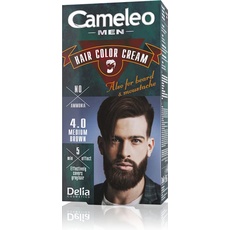 Cameleo für Männer - Permanentes Haarfärbemittel, Haartönung, Mittelbraune Farbe für Haare, Bart & Schnurrbart, Farbeffekt in 5 Minuten, Graue Haare abdecken, Ammoniak, PPD, Paraben FREI, 30 ml