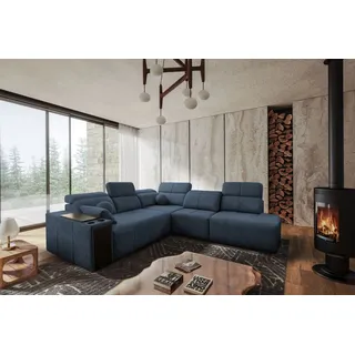 kaiser möbel Ecksofa Mindy IX mit Schlaffunktion,verstellbarer Rückenlehne und Schultern Stoff Verita Blau Rechts