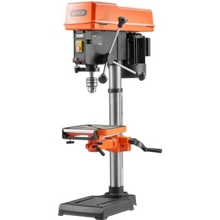 Vevor Tischbohrmaschine 305 mm, Standbohrmaschine 550 W, Säulenbohrmaschine mit Drehzahlregelung 340–2200 U/min, Neigbarer Tisch 45°, Laser & LED, Bohrmaschine für Holz- & Metallbearbeitung