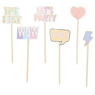 PARTY TIME, EA9441, Organisieren Spaßige Fotoshootings mit dem Baton Foto Photobooth x6 Multicolor, Satz von 6 Accessoires für unvergessliche Momente und begeisterte Gäste !
