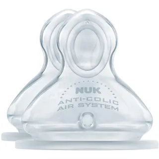 NUK - 2 Sauger First Choice, Größe 1 (0—6 Monate), Piercing Lait M