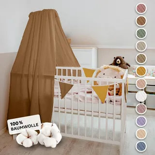 lilimaus Betthimmel Babybett in 12 Farben [inkl. Himmelstange] | Himmel Babybett aus 100% Baumwolle Musselin - Betthimmel Mädchen & Jungen - Himmelbett Vorhänge mit Stange - Babyzimmer Deko