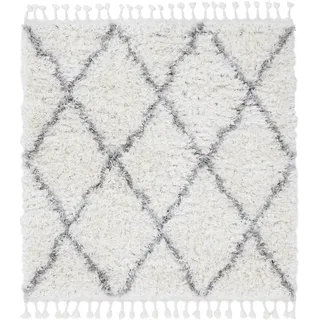 carpetfine Eddy Hochflor-Teppich 150 x 150 cm Weiß