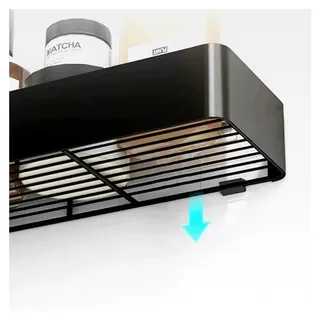 Duschablage 2-teilig ohne Bohren – Schwarzes Duschregal mit 8 Haken – Bad- und Küchenregal zum Kleben – Halterung und Organizer für Badezimmer und Küche – Schwarzes Badregal