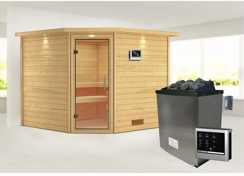 Bild von Sauna Leona inkl. 9 kW Saunaofen mit externer Steuerung, für 4 Personen - beige