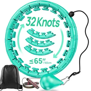 Gewichteter Übungsreifen Fitnessreifen, 32 Knoten Abnehmbar Einstellbar Hoola Hoop Reifen für Erwachsene, Kein Fallen Fitness Zubehör, Bauch Massage Hullahub mit Gewicht Kugel