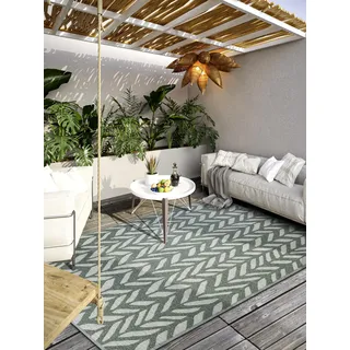 Villeroy & Boch Georgette In- Outdoor Teppich Modern - Modernes Flachgewebe, Hoch-Tief Effekt, ÖKO-TEX Wetterfest & UV-beständig für Balkon, Terrasse, Garten – Dschungelgrün, 160x230cm