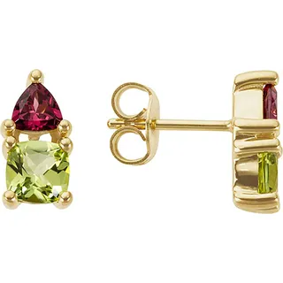 Firetti Paar Ohrstecker »Schmuck Geschenk Gold 333 Ohrschmuck Ohrringe Edelstein Dreieck Rund«, mit Rhodolith, Peridot Firetti gelbgoldfarben-grün-pink + pink-hellgrün