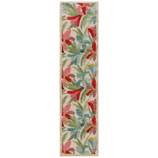 benuta Outdoor-Läufer Noelia 80/300 cm , Multicolor , Kunststoff , Floral , Rechteckig , 80x300 cm , Oeko-Tex® Standard 100 , für Fußbodenheizung geeignet, in verschiedenen Größen erhältlich, pflegeleicht , Teppiche und Böden, Teppiche, Teppichläufer, Läufer