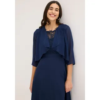 Boleroblazer BONPRIX, Damen, Gr. 42, dunkelblau, Chiffon, Obermaterial: 100% Polyester, leicht transparent, unifarben, figurumspielend taillenlang, Blazer Boleroblazer, für festliche Anlässe und Hochzeiten, 3/4-Ärmel, Wasserfallkragen