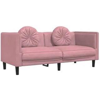 vidaXL Sofa mit Kissen 2-Sitzer Rosa Samt