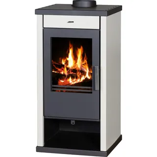 Modern kaminöfen VICTORIA VANESSA LUX mit elfenbein Seitenpaneelen - Schwarz, Beige