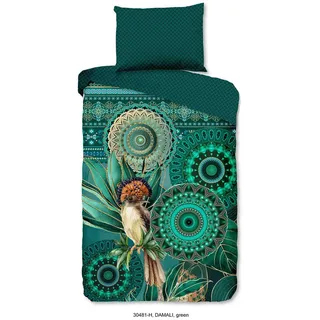 Bettwäsche , Grün, Dunkelgrün , Textil , Mandala , 140x200 cm , atmungsaktiv , Heimtextilien, Bettwäsche & Leintücher, Bettwäsche, Satin-Bettwäsche