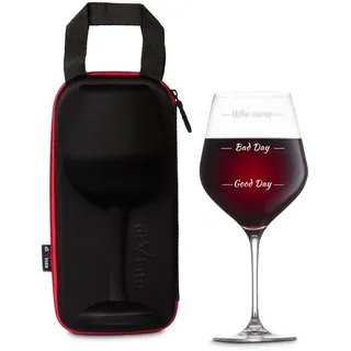 Riesen Weinglas Who cares in Extreme Case, Stimmungsglas XXL 860 ml, Guter Tag Schlechter Tag - Schwarz