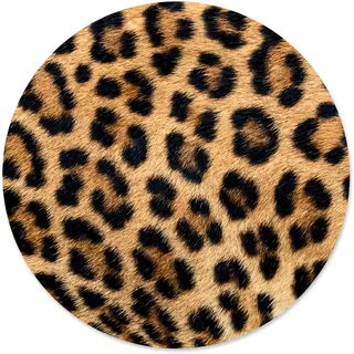 younikat Mauspad im Leopard Design I Ø 22 cm rund I Tier-Motiv Animal Print Fell I Mausunterlage für Büro Gaming I Kunststoff abwischbar I rutschfest I dv_810