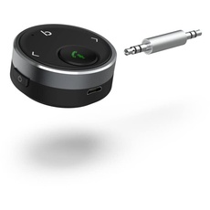 Hama Aux Bluetooth Adapter Auto (drahtloser Bluetooth Empfänger für Musik und Freisprechanlage, 10 Stunden Akku, Klinke, für Stereoanlage, Google Assistant und Siri, Streaming) Alu, schwarz