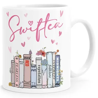 SpecialMe® Tasse Musik Fan Swiftea Geschenk personalisiert mit Namen Best of Album Geschenkidee Freundin Kollegin Familie Weiss standard