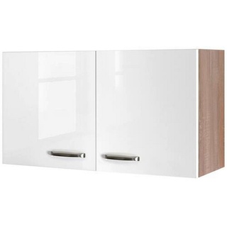 FlexWell Küchenoberschrank , Sonoma Eiche, Weiß Hochglanz , Metall , 1 Fächer , einzeln stellbar , 100x54.8x32 cm , Made in Germany , individuell planbar, Zusatzausstattung erhältlich, hängend , Küchen, Küchenmöbel, Küchenschränke, Küchenoberschränke