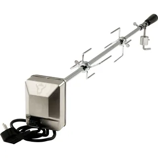 BBQ-Toro Universal Grillspieß Set 90 cm, inkl. 2X Fleischnadeln, Ausgleichsgewicht, Motorhalterung - Silber