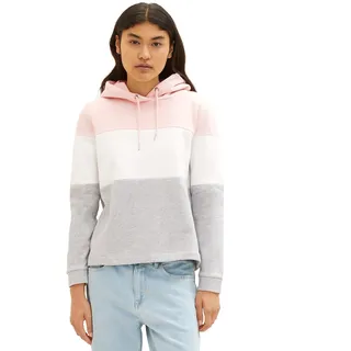 TOM TAILOR Denim Damen 1039807 Colorblock Hoodie, 14557-Light English Rose, XL