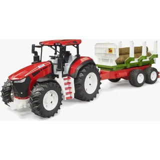 Bruder 03453 - Roadmax Traktor mit Rückeanhänger und 3 Baumstämmen - Fahrzeuge, Forstwirtschaft, Bauernhof, Holztransporter, Spielzeug ab 2 Jahre
