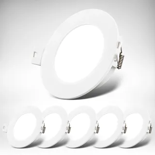 B.K.Licht Einbaustrahler 6er Set (230V) flach neutralweiß 3W 330lm Kunststoff 90x28mm