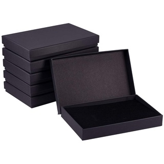 BENECREAT 6 Pack Schwarz Halskette Ring Geschenkbox 20x13x3cm Rechteck Pappe Schmuckschatullen Kraftpapier Box mit Schwamm für Halskette, Ohrring, Ohrstecker