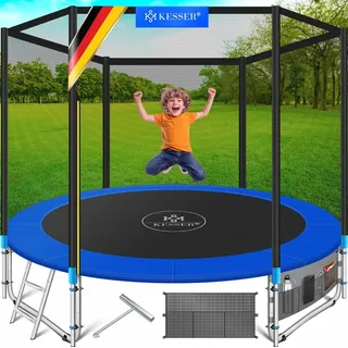 Kesser KESSER® - Trampolin TÜV Rheinland GS Zertifiziert Komplettset mit Sicherheitsnetz, Leiter, Randabdeckung, Seitentasche & Zubehör Kindertrampolin Gartentrampolin Belastbarkeit 150 kg