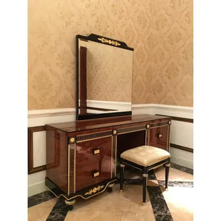 Schminktisch mit Spiegel Luxus Konsole Kommode Schlafzimmer Barock Rokoko E69 - Braun
