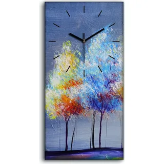Wanduhr Bürouhr Leinwand Bild Geräuschlos 30x60 Bäume malen Bunte Kunst - schwarze Hände
