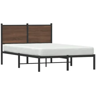 vidaXL Metallbett ohne Matratze Braun Eichen-Optik 120x200 cm - Braun