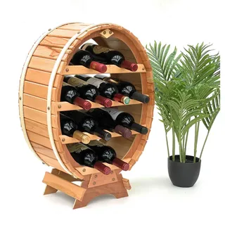 DanDiBo Weinregal Weinfass für 12 Flaschen Natur lackiert 65 cm , Holz , 45x65x24 cm , Weinregale