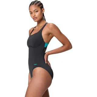 Speedo Solid Flex Band" One Piece Schwimmanzug für Damen, Schwarz, 32