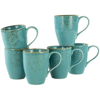 Creatable Kaffeebecherset , Türkis , Keramik , 6-teilig , 300 ml , Geschirr, Tassen, Tassen Sets