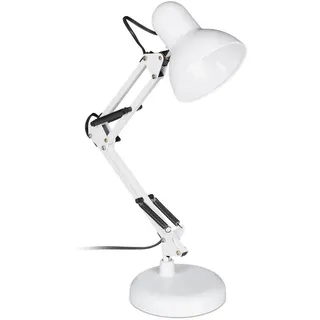 Relaxdays Schreibtischlampe , Weiß , Metall, Kunststoff , E27 , 28x50x15 cm , Lampen & Leuchten, Innenbeleuchtung, Tischlampen