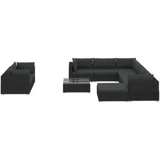 vidaXL Garten-Lounge-Set 10-tlg. schwarz