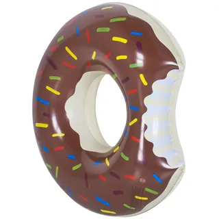 Aufblasbarer Donut Schwimmreifen; Schwimmring für Pool-Partys, Luftmatratze für Strandurlaub und Bade-Abenteuer (Braun, Ø 90 cm)